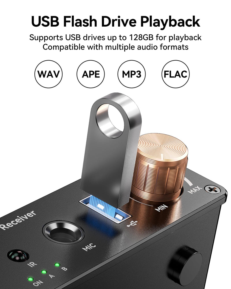 [AUSTRALIA] - Bluetooth 6.0 Receiver, Hi-Fi Adapter with Wireless Long-Range Low-Latency, Suitable for Home Audio Music Streaming Stereo Systems/Home Speakers, Featuring AUX 3.5mm/RCA, USB Playback 