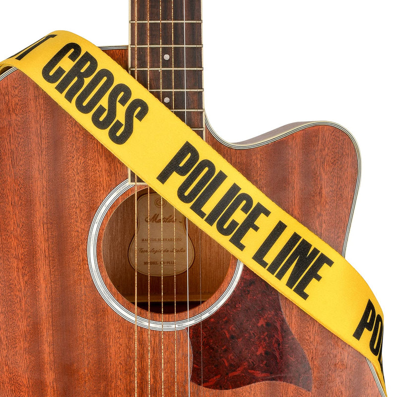 Guitar Strap, Soft Shoulder Strap for Acoustic, Electric and Bass Guitars Police Line Yellow