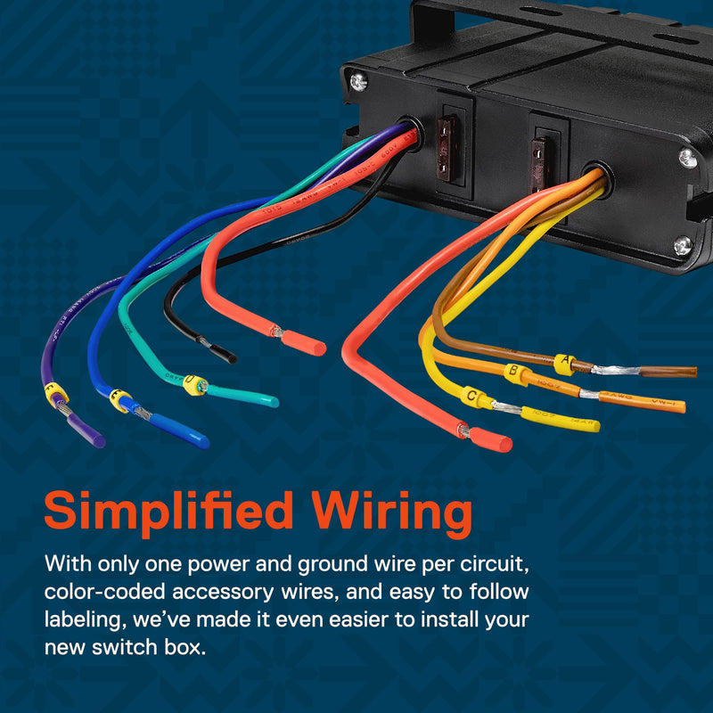 [AUSTRALIA] - True Mods 6-Gang 12V Rocker Switch Box [40 Amp Max.] [12 AWG Wires][12 Volt DC] SPST On/Off Rocker Toggle Switch Panel Box for Auto Automotive Lights Car Marine Boat Truck Vehicles & More 6-Gang Switch Box 