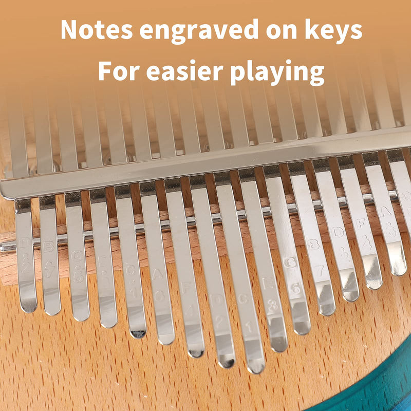 Kalimba Thumb Piano 17 Keys, Portable Mbira Finger Piano Gifts for Adults Music Instrument Thumb Pianos - 17 Keys Blue Kalimba 17 Blue
