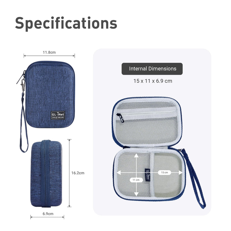 [AUSTRALIA] - GL.iNet Gadget Organizer Case for Travel Routers GL-AXT1800/ MT3000/ SFT1200/ E750/ A1300, Chargers, Cables, and Accessories, Durable Pouch, Hand-carry EVA bag, Anti-shock, Water Resistant (Blue) Blue 