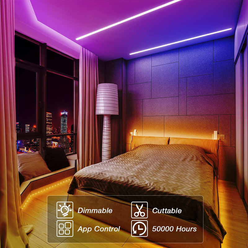 VOLIVO 100ft RGB Led Strip Lights, Color Changing Led Light Strips Kit with 24 Keys IR Remote Control, Led Lights for Bedroom, Room, Home 100 ft