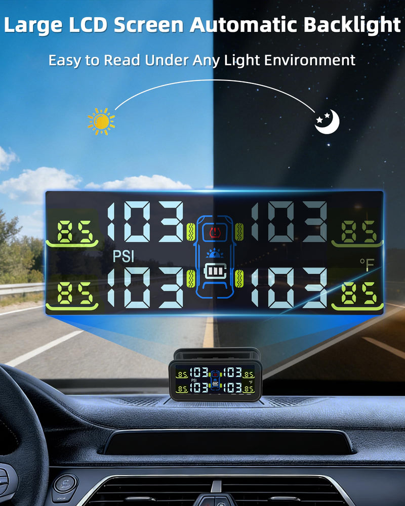 RV Tire Pressure Monitoring System, USB/Solar TPMS with 6 All-Metal Sensors, Repeater, tire Pressure Sensor, 6 Alarm Modes, 66ft Range, 0-130PSI for RV/Truck/SUV/Towing Medium Trailer TY102 TY102 - 6 Sensors+Repeater