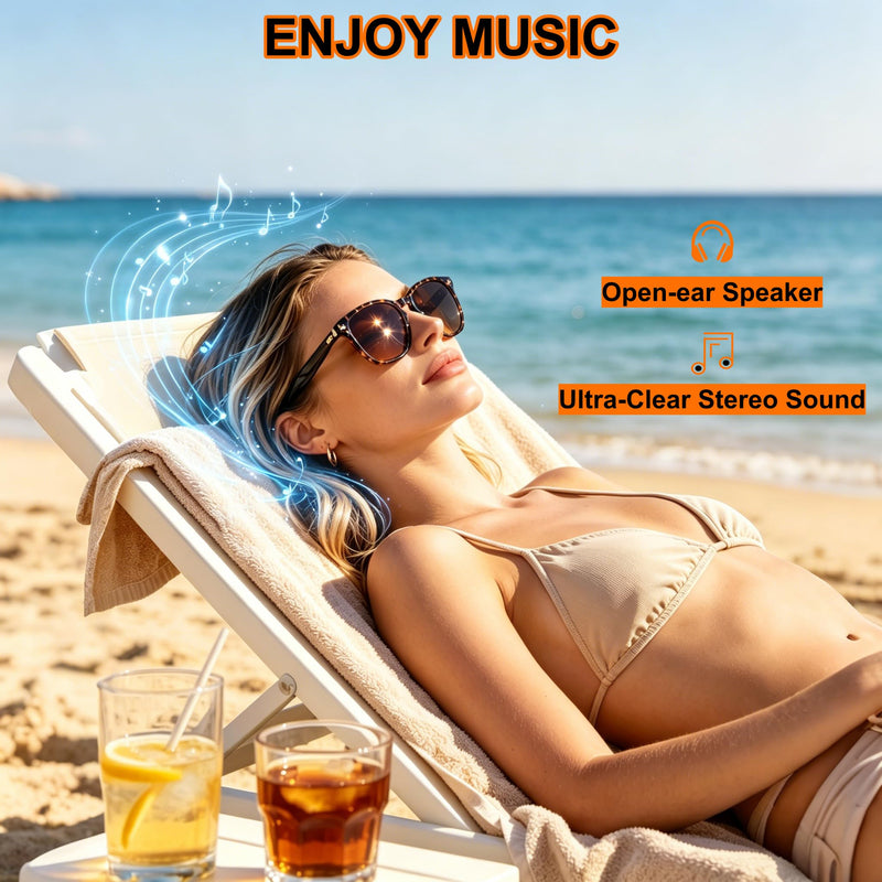 Bluetooth Audio Sunglasses for Women, Open-Ear Audio with Speakers | Bluetooth 5.3,Ultra-Clear Sound,Hands-Free Calls,UV400 Polarized Lenses,Stylish Sunglasses