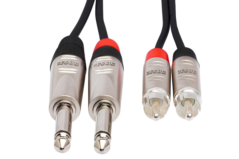 Hosa HPR-005X2 Pro Stereo Interconnect, Dual REAN 1/4 Inch TS to RCA, 5 Feet