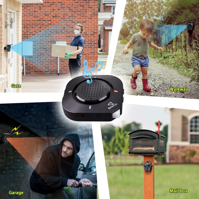1/2 Mile Long Range Solar Wireless Driveway Alarm System IP65 Weatherproof Outdoor Motion Detectors&Sensor 120dB Siren Sound Light Security Alert System Monitor&Protect Outdoor/Indoor Property(1R1S) 1Receiver and 1Sensor