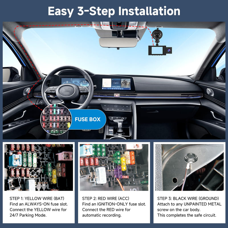 [AUSTRALIA] - Dash Cam Hardwire Kit with Digital Voltage Display & Adjustable Protection, 12V-24V to 5V/3A, 3-Lead USB-C Hardwire Kit w/Low Voltage Cutoff & 24H Parking Mode, Car Truck SUV KS3 