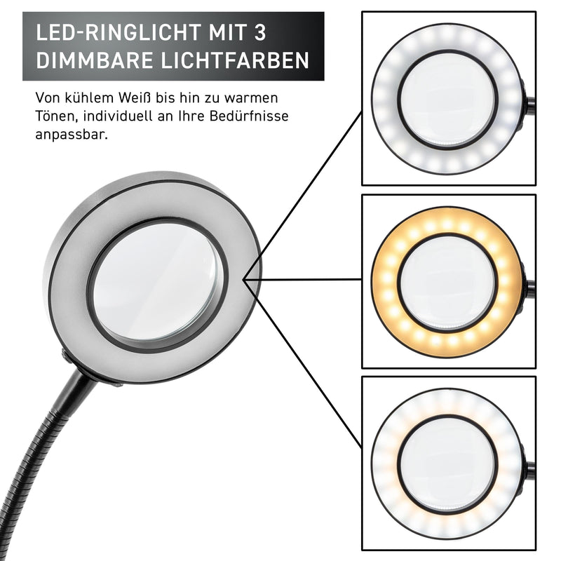 [AUSTRALIA] - GALLUNOPTIMAL Magnetic Magnifying Lamp with LED Ring Light & Gooseneck - 3 Light Colours Dimmable - USB-A Port - Accessories for GOHH200/400/500 Assembly Fixings LED-Ringlicht mit Lupe 