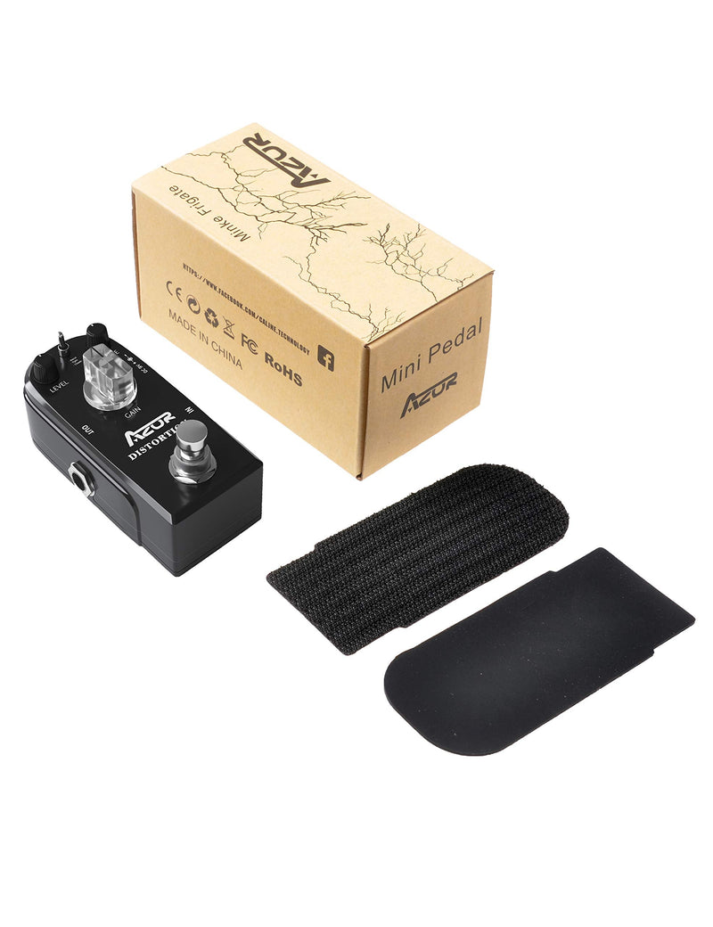 AZOR Distortion Guitar Effect Pedal 3 Modes Natural, Tight, Classic for Electric Guitar True Bypass AP-302 Black Distortion