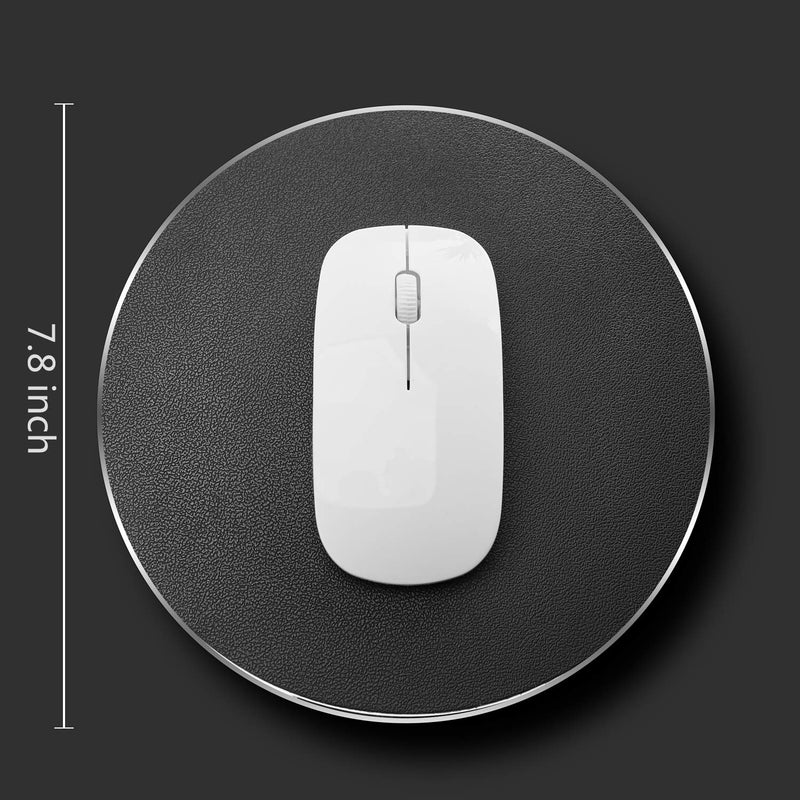 DSKKWS Metal Aluminum Mouse Pad, Office Thin Hard Mouse Mat Leather Surface Double Side Precision Silver and Black Mouse Pads for Fast and Accurate Control(Round) Silver Round