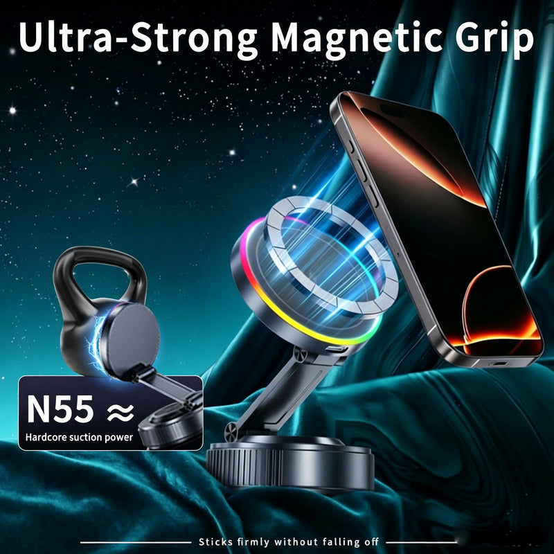 for MagSafe Car Mount Charger, 15W Magnetic Wireless Car Charger, 360° Adjustable Car Phone Holder, Strong Magnetic, Vacuum Magnetic Phone Holder with Nano Adhesive Base for iPhone 17-12 & Android