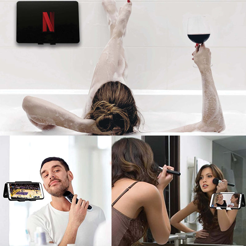 AIRSTIK Cradle Glass Mount Phone Holder Reusable TikTok Facetime Compatible with iPhone iPad Cell Phone for Bathroom Kitchen Shower Dorm Office Made in USA Glass, Mirrors, Windows (White) White