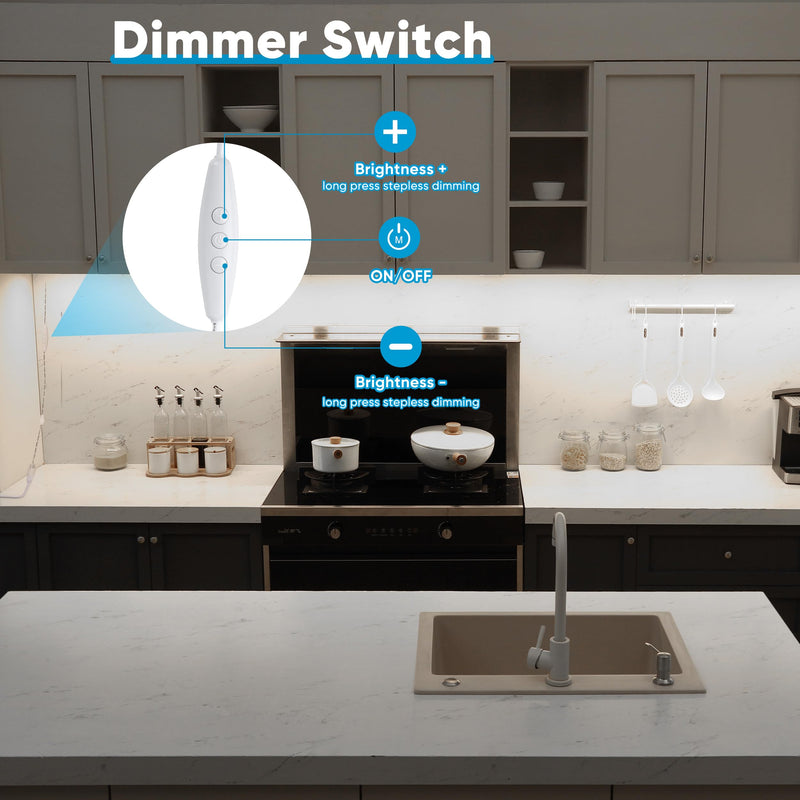 [AUSTRALIA] - Litever Under Cabinet Lights Plug in, 6 pcs 12 Inches LED Light Strip Bars. Super Bright Dimmable Linkable for Kitchen Counter Above Cabinets Shelf Workbench Desk Closet Lighting. Daylight 5000K 6-Light-Kit 