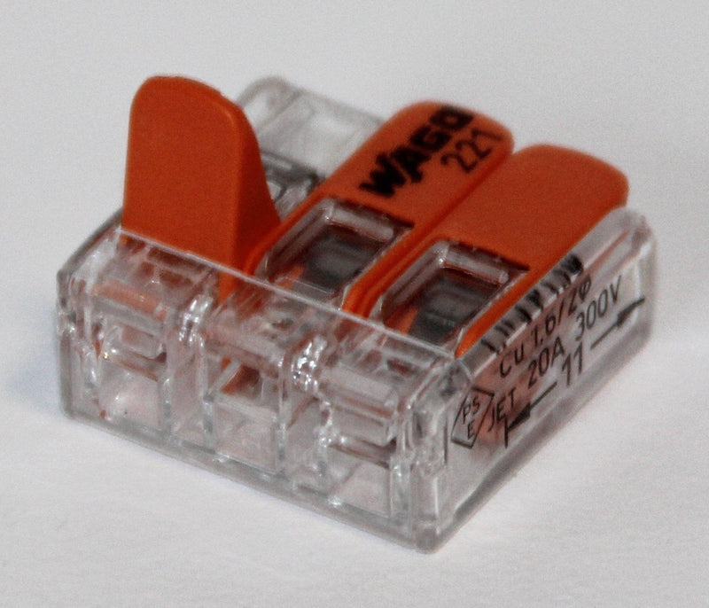 Wago 221 clip set, 25 x 221-412, 221-413 221-415 cable connector in resealable box – original WAGO