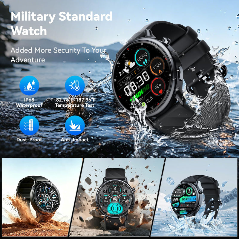 Smart Watch for Women Samsung iPhone Compatible: 1.32" AMOLED Smartwatch for Android Phones (Answer/Make) Fitness Tracker Heart Rate/Sleep/SpO2 Monitor Watches for Women IP68 Waterproof 130+Sport Mode Black
