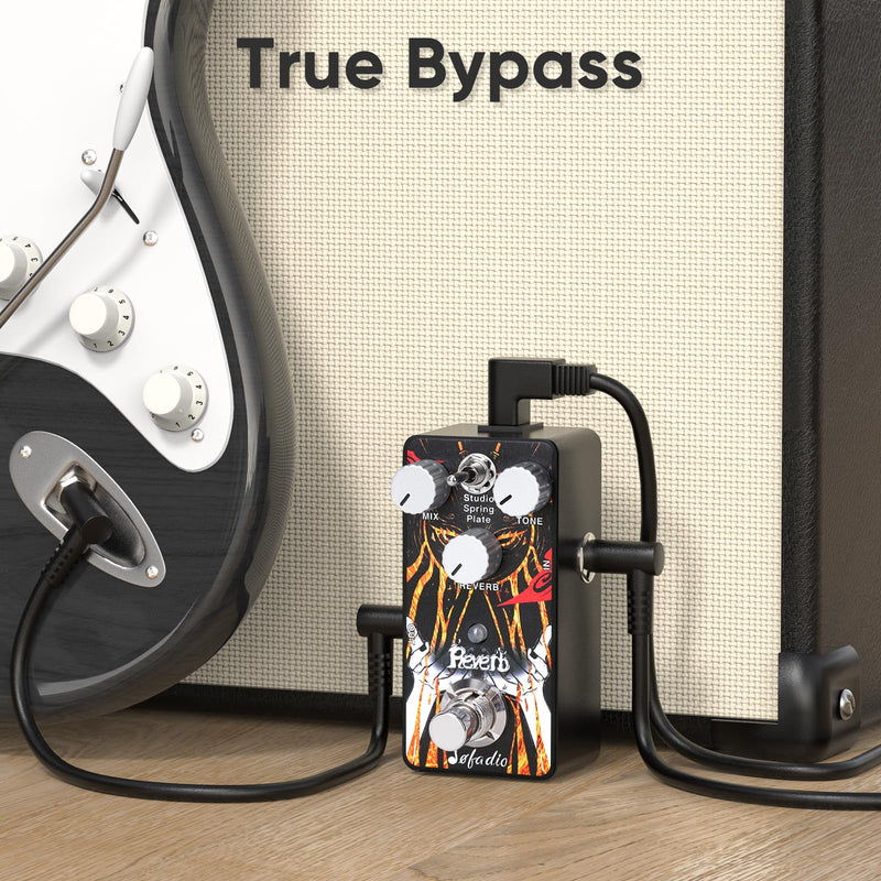 Reverb Guitar Pedal, Verb Square Digital Reverb 7 Modes Room, Hall, Church, Spring, Plate, Studio, Mod, True Bypass (Reverb)
