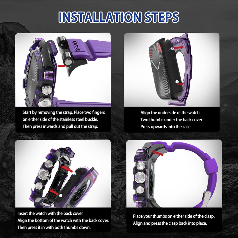 Case compatible with Apple Watch Series 10/11 46mm Bands for Men, iG3200 High End Sport Wristband with Case Screen Protector for iWatch 10/11 46mm, Stylish Gift for Husband Boyfriend (Purple)