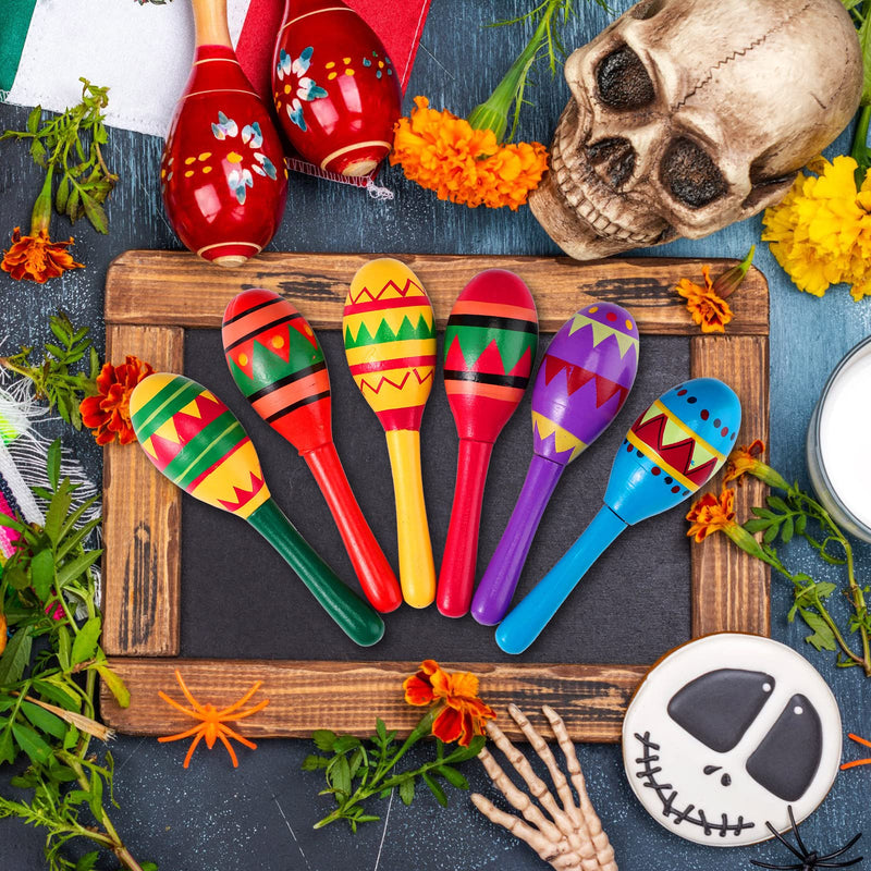 [AUSTRALIA] - Civaner 24 Pcs Mini Fiesta Maracas for Adults Cinco De Mayo Maracas Mexican Party Decorations 6 Designs Party Favors for Mexican Party Props, 4.92 x 1.38 Inch 