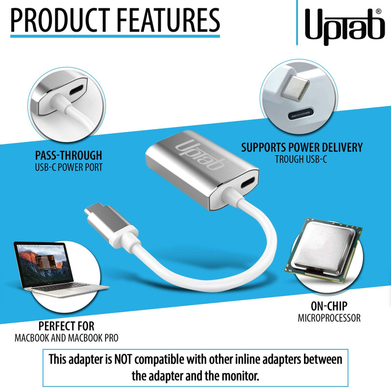 uptab USB-C to Mini DisplayPort Adapter 4K 60Hz, Power Port | Thunderbolt 3 compatible; pass-through USB-C charging; iPhone, MacBook Pro/Air M1-M5, iPad Pro, Mac mini M4, iMac Silver
