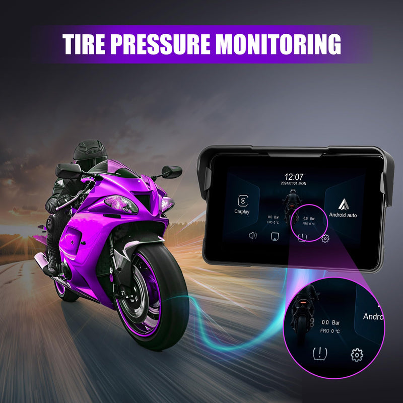 Rimoody 5 Inch Motorcycle Carplay Screen with Wireless Carplay Android Auto for Car, Bluetooth, GPS Navigation, EQ, IP67 Waterproof Touchscreen, Mirror Link, Voice Control