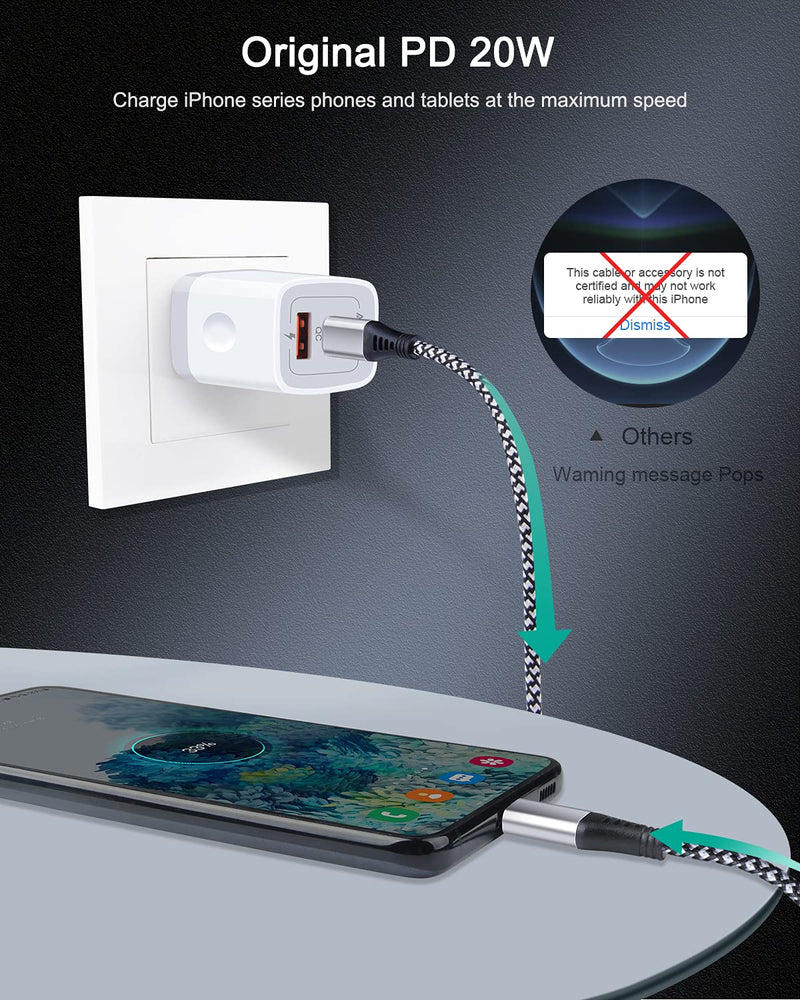 [AUSTRALIA] - 3Pack Dual Port USB-C Wall Plug-in USB Charger, AILKIN 20W Power Delivery + QC3.0 USB A Double Port Fast Charging Block for iPhone 15 14 13 12 Pro Max 14 Pro 12 Mini 11 Pro Max 14 Plus 11 SE X XS Cube White 