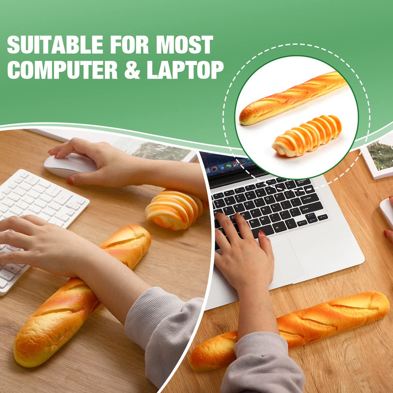 2 Pieces Keyboard Mouse Wrist Rest Pad Wrist Rest Support Funny Desk Wrist Pad Toast Bread Keyboard Rest Cute Wrist Cushion for Keyboard Typing (13.4 x 2.2 x 1.6/ 5.9 x 1.6 x 2.4 Inch, Mixed Style) 13.4 x 2.2 x 1.6/ 5.9 x 1.6 x 2.4 Inch