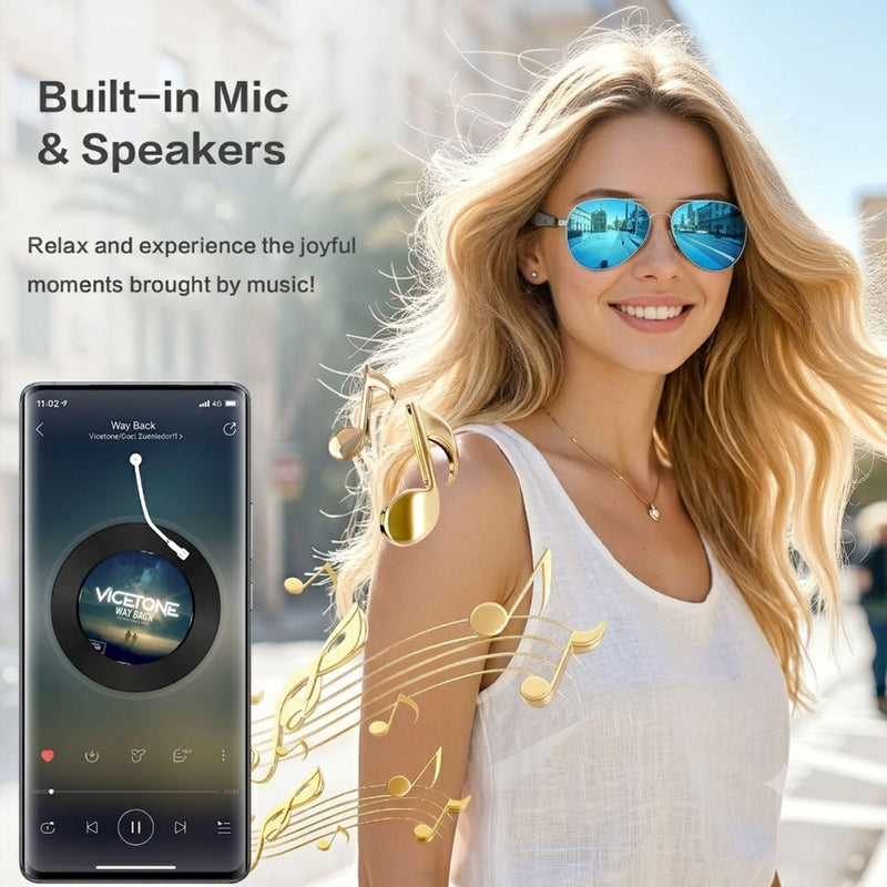 EarlySincere AI Smart Glasses, Smart Translation Glasses That Support 164 Language Translation, IP65 Waterproof Smart Sunglasses, Classic Aviator Sunglasses with Voice Assistant/AI Call/Chat GPT