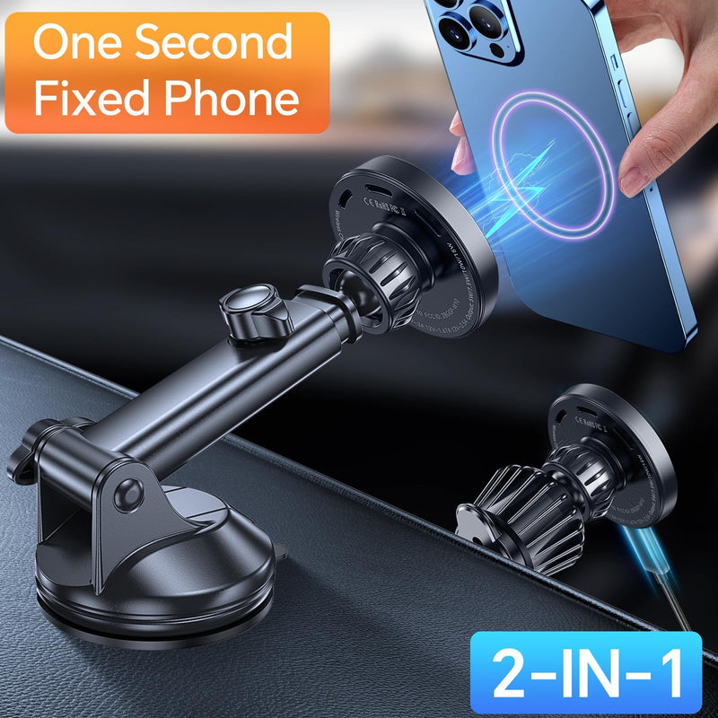 Kaistyle for Magsafe Car Mount Charger【Strongest Magnet】 Upgraded Wireless Car Charger Magnetic Phone Holders for Your Car Suction Cup Phone Mount for MagSafe Car Charger for iPhone 17 16 15 14 13 12