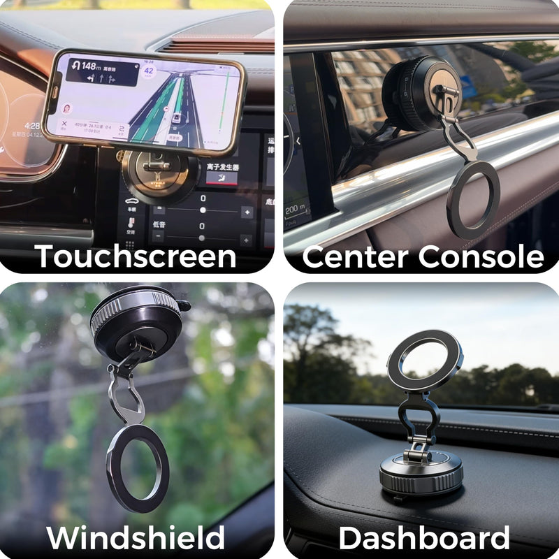 360° Vacuum Magnetic Car Phone Holder | 2800gf Magnet, 90+LBS Suction, Foldable Mount for iPhone 17/16/15/14/13/12 Series