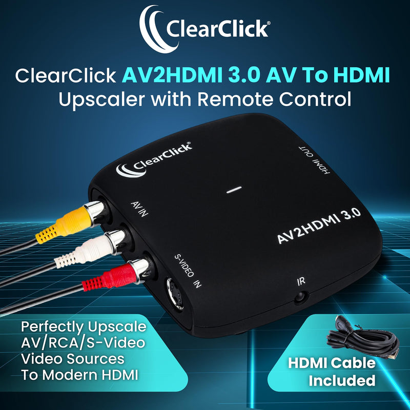 [AUSTRALIA] - ClearClick AV to HDMI Converter 3.0 (Third Generation) - 1080P RCA or S-Video to HDMI Upscaler - with Remote Control for Image Adjustment - VHS, VCR, Camcorder, DVD, TV, Gaming Systems, PAL, NTSC 