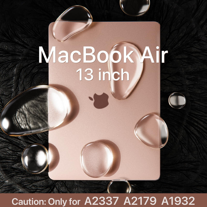 Compatible for Macbook Air 13 inch Case M1 2020 2019 2018 [Same as Bare Device] Sturdy Protective Hard Shell Cover for Laptop A2337 A2179 A1932 - Gold Clear