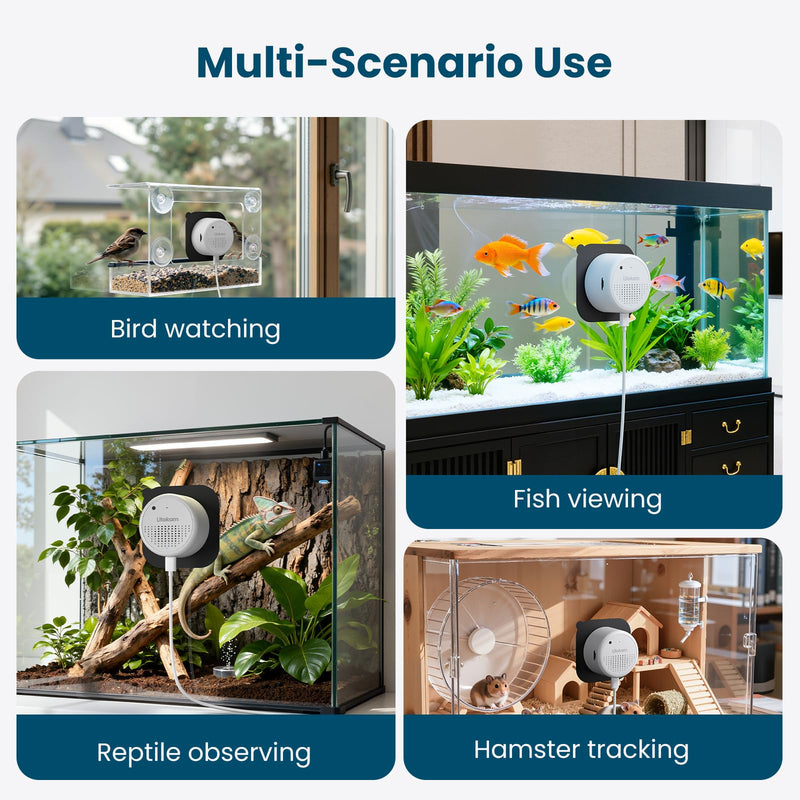litokam F1.0 Aperture Fish Tank & Reptile Pet Camera.2K 3MP Anti-Glare Aquarium Terrarium Camera with Close-Focus Lens,No Drill Mount