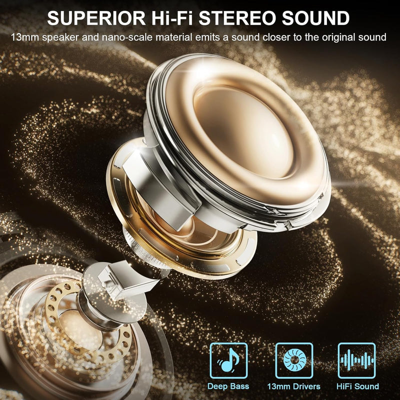 Wireless Earbuds, Bluetooth 5.4 Headphones 50H Playtime Ear Buds Earphones | IP7 Waterproof with 4 ENC Mics, HiFi Deep Bass, LED Display Fast Charging, 2026 in-Ear Headphones for Sports & Outdoor Blue