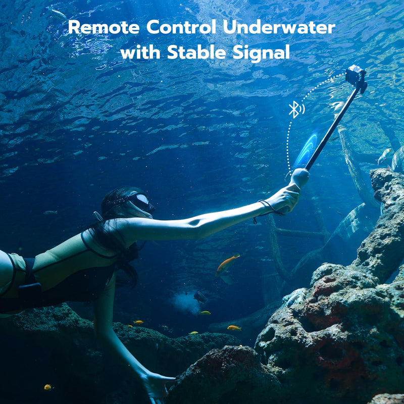 [AUSTRALIA] - 33inch Underwater Selfie Stick for GoPro Hero 13 12 11 10 9 8, with Bluetooth Remote Control, Waterproof & Extendable, 1 Hour Charging Time, 21 Hours Shooting for Diving Surfing Snorkeling 