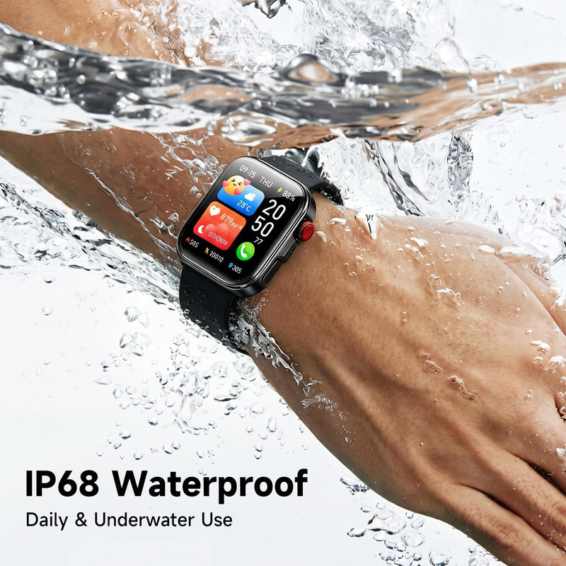 Smart Watch for Men Women, Fitness Tracker Smartwatch 1.83" HD IP68 Black | Answer/Make Call 24/7 Heart Rate/Sleep/SpO2 Monitor Waterproof 100+ Sport Modes Voice Assistant Compalible with Android & ios