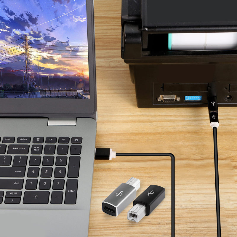 USB C to USB B Adapter YACSEJAO 4-Pack USB C Female to Printer Male Converter Adapter Compatible with MIDI，Printers，Electric Piano and Synthesizers Devices
