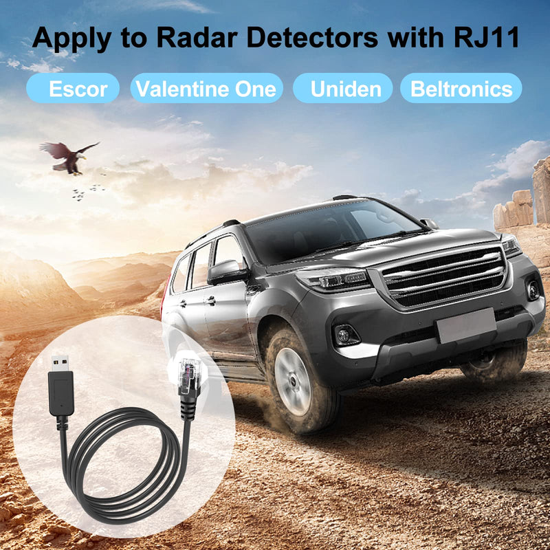 Radar Detector Cable, USB to RJ11 Plug Cable,for Escort Radenso XP Uniden Beltronics Cobra Whistler Radar Detector,Replacement Power Cable for Radar Detectors (RJ11-9.84ft) RJ11-9.84ft