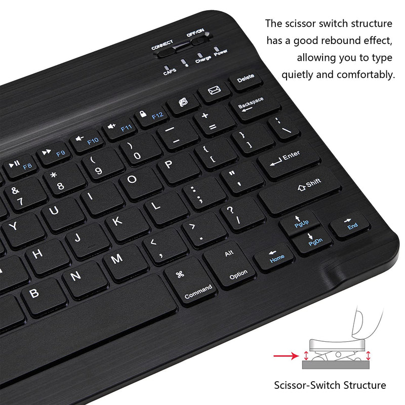 Ultra-Slim Bluetooth Keyboard and Mouse Combo Rechargeable Portable Wireless Keyboard Mouse Set for Apple iPad iPhone iOS 13 and Above Samsung Tablet Phone Smartphone Android Windows (Black) Black
