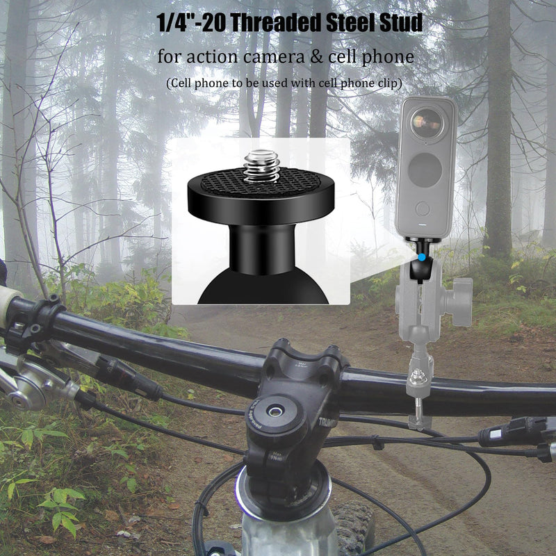 [AUSTRALIA] - 2PC Aluminum Alloy 1" Ball Mount Adapter with 1/4"-20 Threaded Stud for Insta360 One X3, X2, X, R, RS, GoPro, DJI OSMO Action Camera ,Compatible with RAM Ball Head Mounts B Size Double Socket Arm 