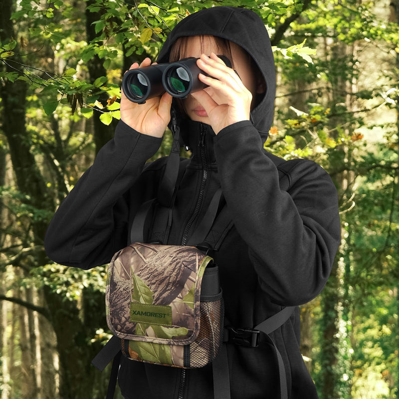 Universal Binocular Case, Binocular Harness for Hunting Case with Adjustable Shoulder Straps 2 Mesh Pockets for Hiking, Hunting, Backpacking, Outdoor Travel GREEN