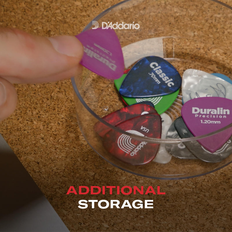 D'Addario Guitar Pick Holder 360, Case for Up to 12 Picks, Clear Lid, Gift for Musicians
