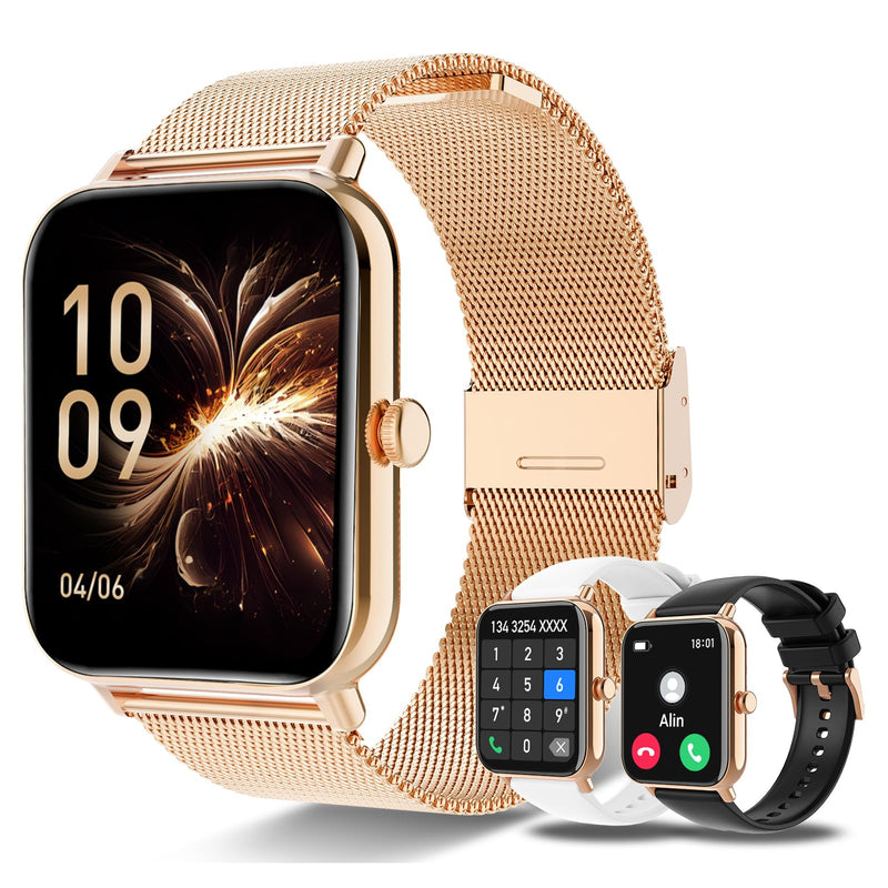 x2 Smart Watches for Women,1.83" HD with Calls and Messages/Heart Rate/Sleep/Female Cycle,Fitness Tracker Smartwatch for Android/iOS Compatible,Silver & Rose Gold
