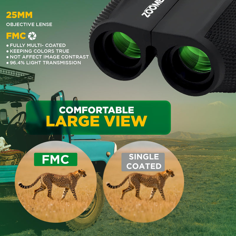 10x25 High-Powered Compact Binoculars for Adults – Long Range Bird Watching, Travel for Cruise Ship, Lightweight Small for Hiking, Sports & Outdoor Adventures 10x25 Black Binoculars