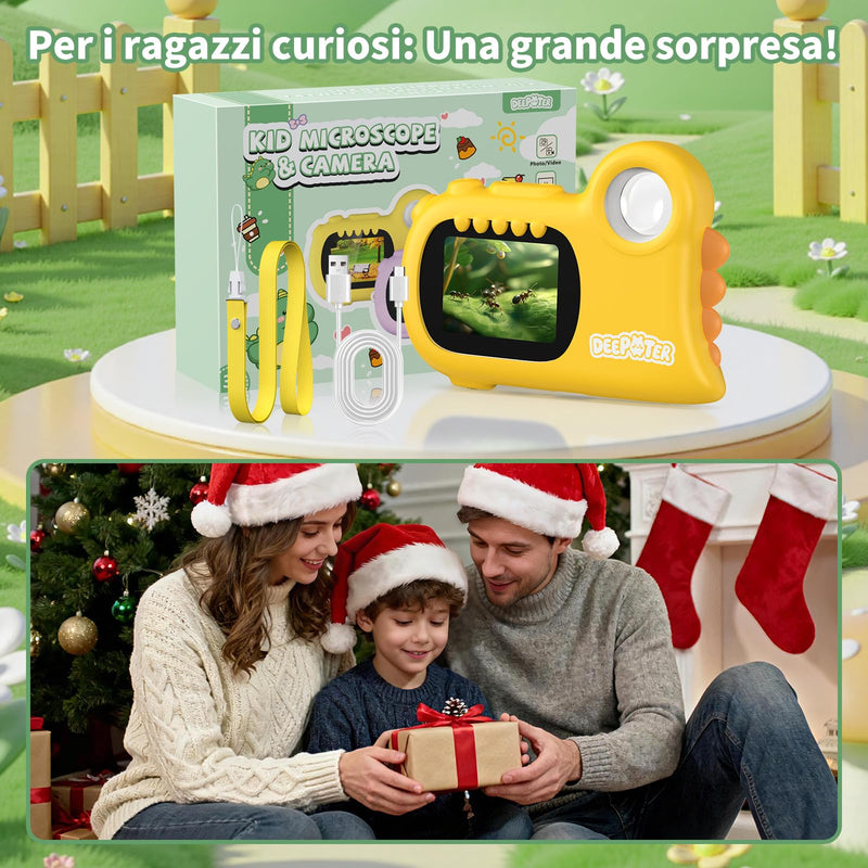 [AUSTRALIA] - 2 in 1 Microscope for Kids & Video Camera, Deepoter 1000X Digital Microscope with 2.0" Screen, Portable Handheld Kids Camera Toys, STEM Educational Science Kit Gifts for 3-12 Age Years Old Boys Girls 