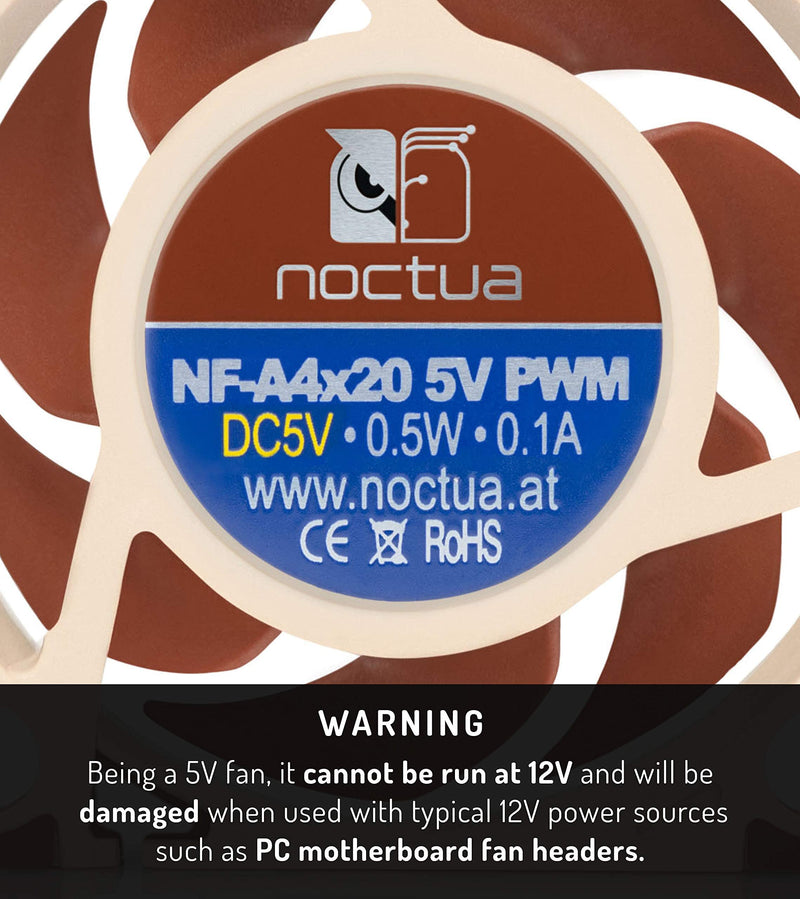 Noctua NF-A4x20 5V PWM, Premium Quiet Fan, 4-Pin, 5V Version (40x20mm, Brown) 40x20mm 5 Volt PWM