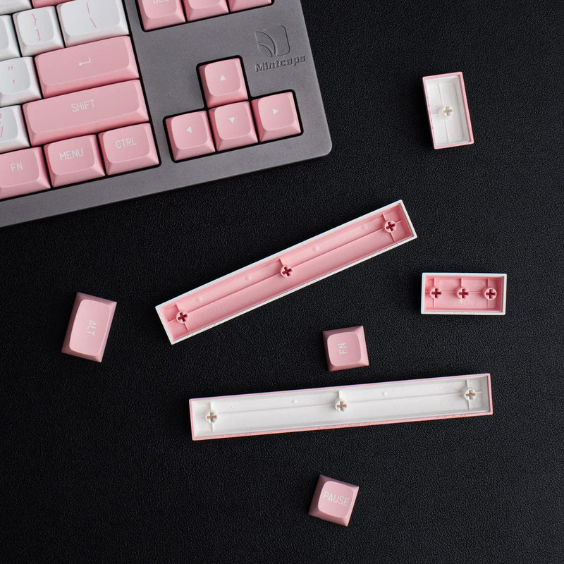 Pink White Keycaps Set 150 Keys MSA Profile Double Shot ISO/ANSI Layout for Cherry MX Switches Mechanical Gaming Keyboard Pink White