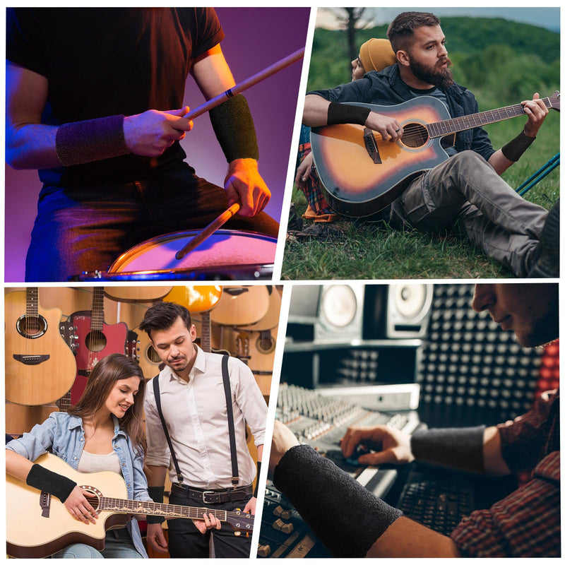 Boao 8 Pieces Slays Sweatbands for Guitarists 6 Inch Wristbands Guitar Players Wristbands Black Wrist Sweatband for Musicians Bass Players