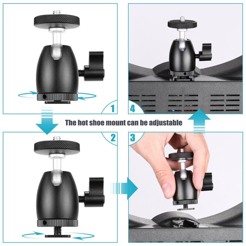 [AUSTRALIA] - Neewer Mini Tripod Ball Head Mount, 1/4 inch Screw with Phone holder, Lock and Hot Shoe Mount Adapter Compatible with Compact DSLR Camera, LED Light,Ring Light,Load Up to 4.4 pounds/2 kilograms 