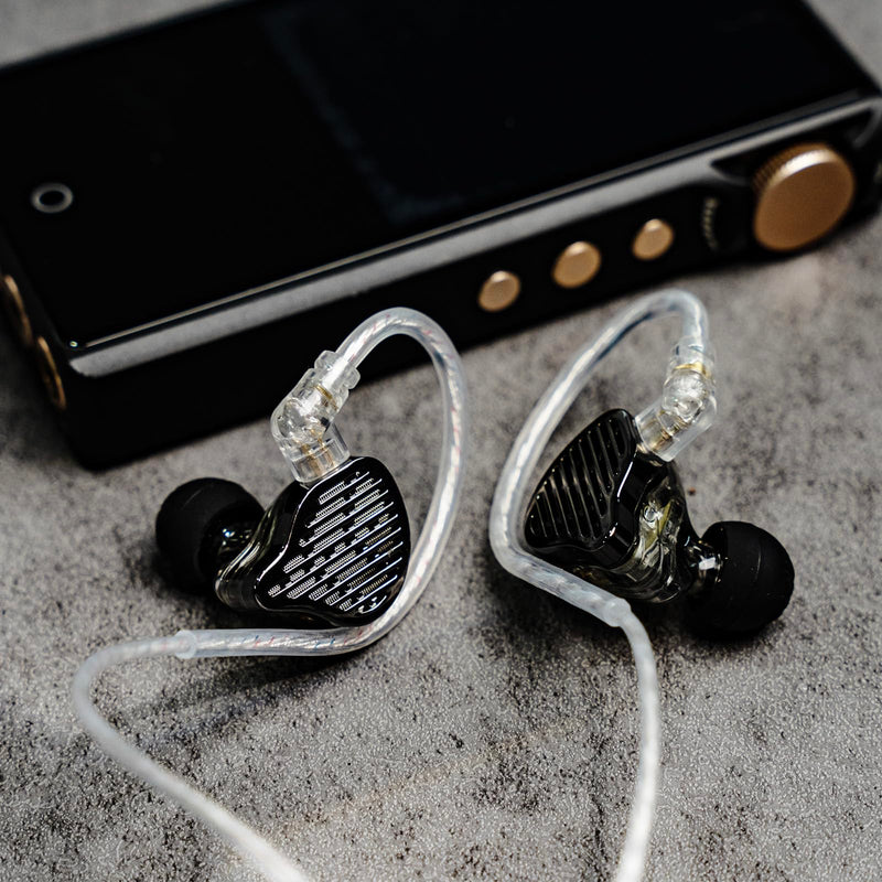 Linsoul KZ x HBB PR2 13.2mm Planar Driver in Ear Monitor HiFi IEM Earphones | with N52 Magnet Array, Nanoscale Diaphragm, Detachable 2 Pin Silver-Plated Cable for Gaming Audiophile, Black, w/ Mic With Mic
