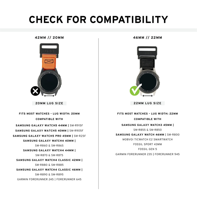 URBAN ARMOR GEAR UAG Compatible with Samsung Galaxy Watch Band - Metropolis Watch Strap Black 46mm